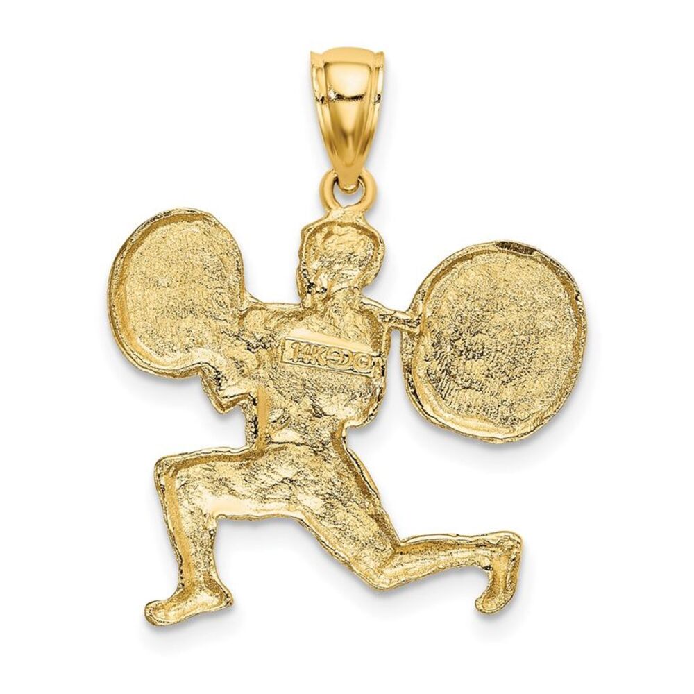 10k Yellow Gold Solid Polished Weightlifter Charm - image 4